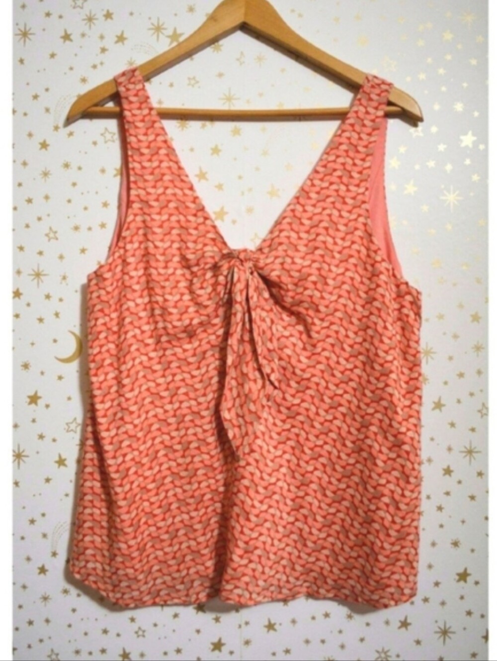 NWT Anthropologie Maeve Peach Patterned Verena Tie Tank Top Size Small